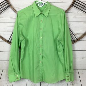 Foxcroft 16 Blouse Green Button Down Shirt Fitted